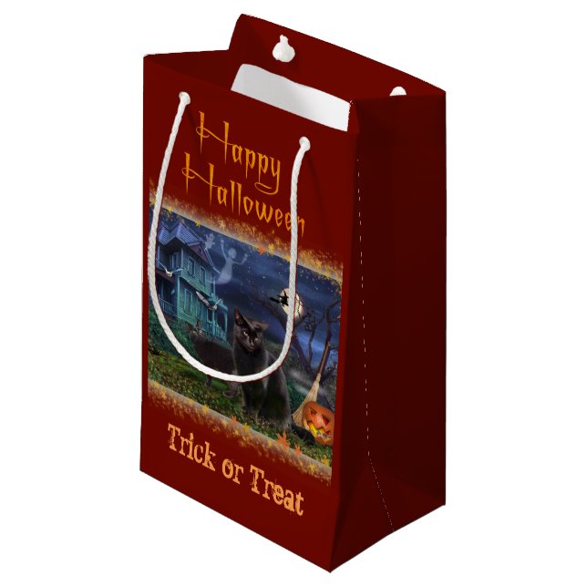 Halloween Cats Geschenktasche Kleine Geschenktüte (Vorderseite Schrägansicht)