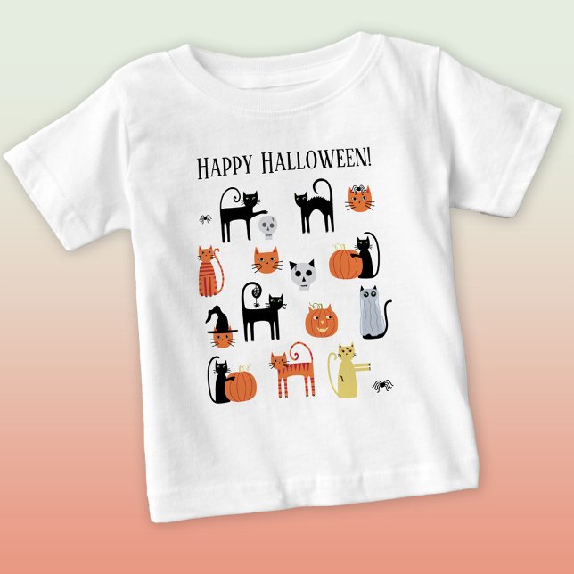 Halloween Cats Niedlich Spooky Baby T-shirt (Fun Happy Halloween cat t-shirt)