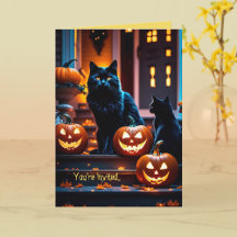 Halloween Cats & Pumpkins Party Einladung
