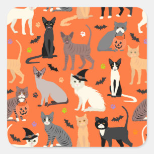 Halloween Cats Quadratischer Aufkleber