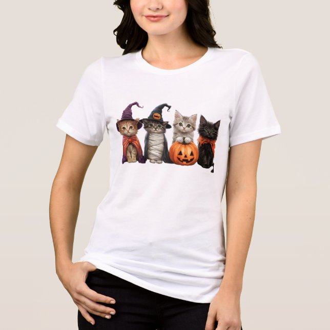 Halloween Cats T-Shirt Tri-Blend Shirt (Vorderseite)