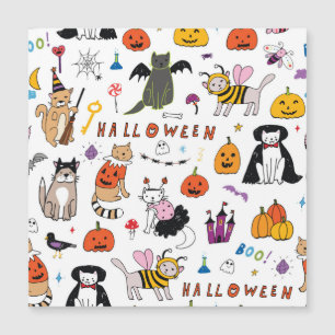 Halloween Cats Vintag Line Muster Magnetkarte