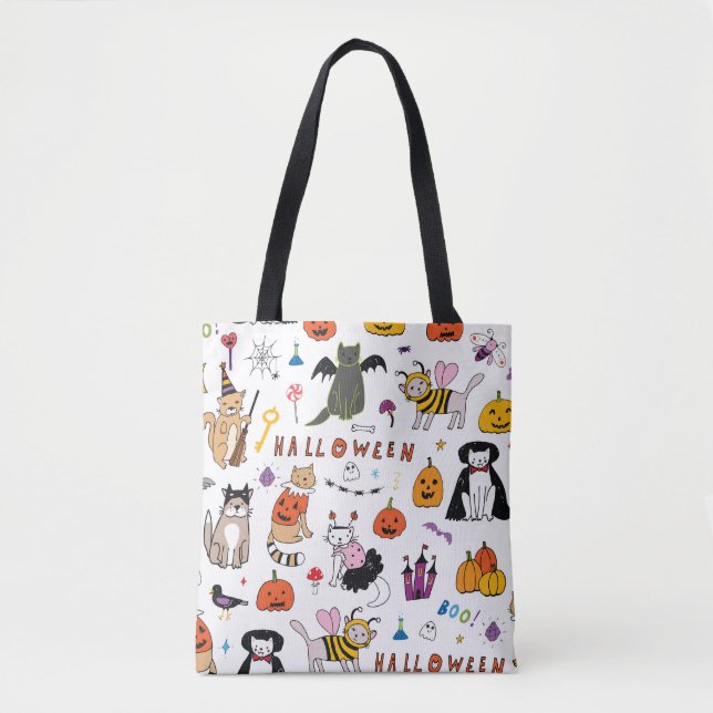 Halloween Cats Vintag Line Muster Tasche (Vorderseite)