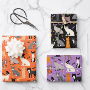 Halloween Cats Wrapping Paper Sheets Geschenkpapier Set