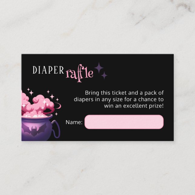 Halloween Cauldron Diaper Raffle Umschließungskart Begleitkarte (Vorderseite)