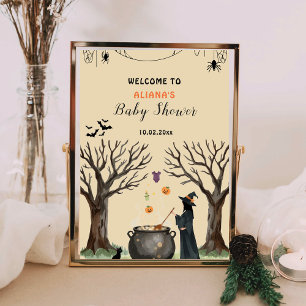 Halloween Cauldron Spooky Baby Dusche Willkommen Poster