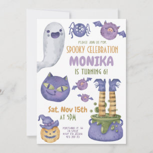 Halloween Cauldron Spooky Witz Lila Geburtstag Einladung