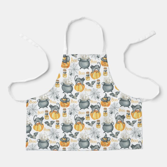 Halloween Cauldron und Cats Muster Schürze (Vorderseite)