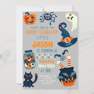 Halloween Cauldron Witch Kindergeburtstag Party Einladung