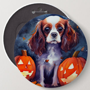Halloween Cavalier King Charles Spaniel Kürbisse Button