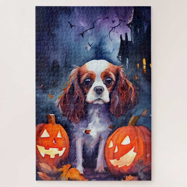 Halloween Cavalier King Charles Spaniel Pumpkins (Vertikal)