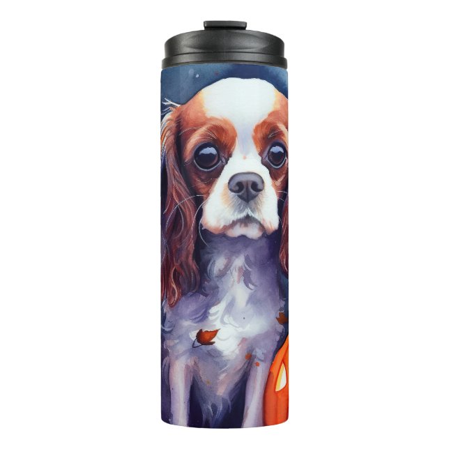 Halloween Cavalier King Charles Spaniel Pumpkins Thermosbecher (Vorderseite)