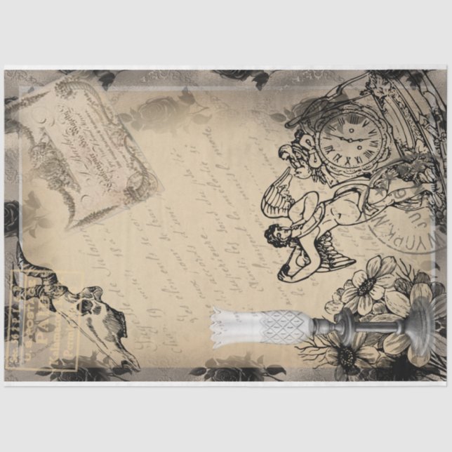 Halloween Celebration Time Vintag Ephemera Seidenpapier (Vorderseite)