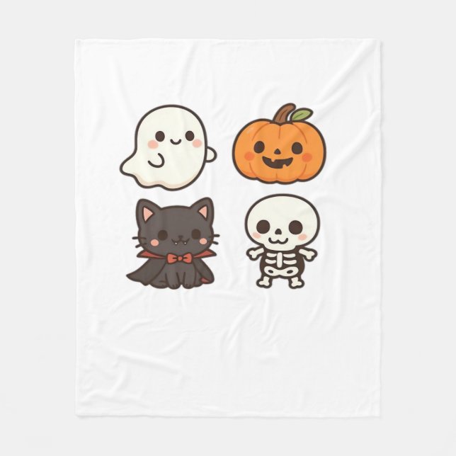 Halloween Characters - Ghost, Pumpkin, Black Cat & Fleecedecke (Vorderseite)
