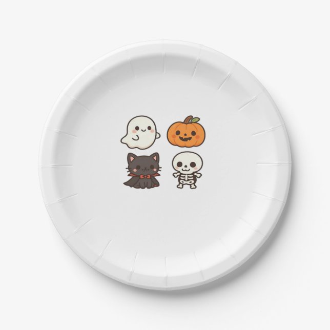 Halloween Characters - Ghost, Pumpkin, Black Cat & Pappteller (Vorderseite)