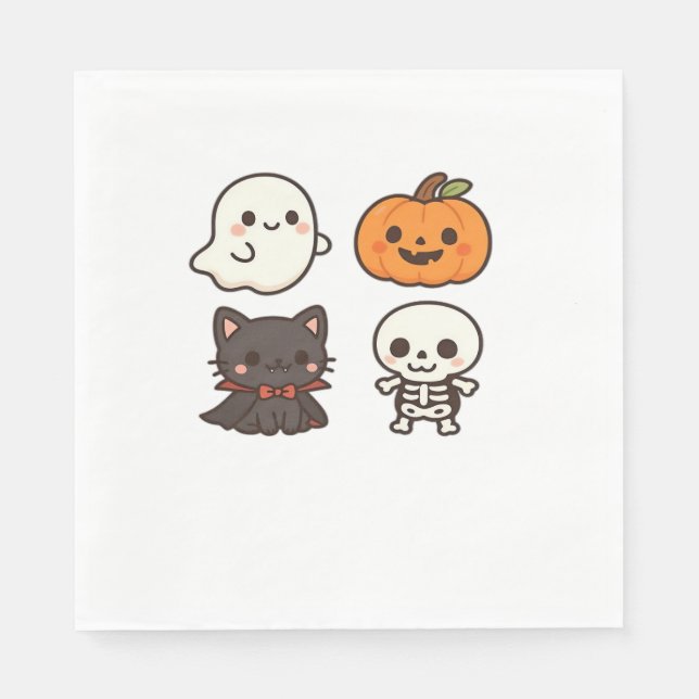 Halloween Characters - Ghost, Pumpkin, Black Cat & Serviette (Vorderseite)