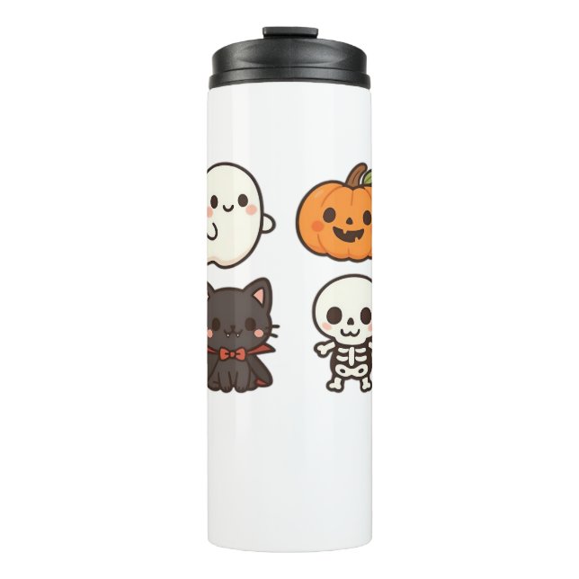 Halloween Characters - Ghost, Pumpkin, Black Cat & Thermosbecher (Vorderseite)