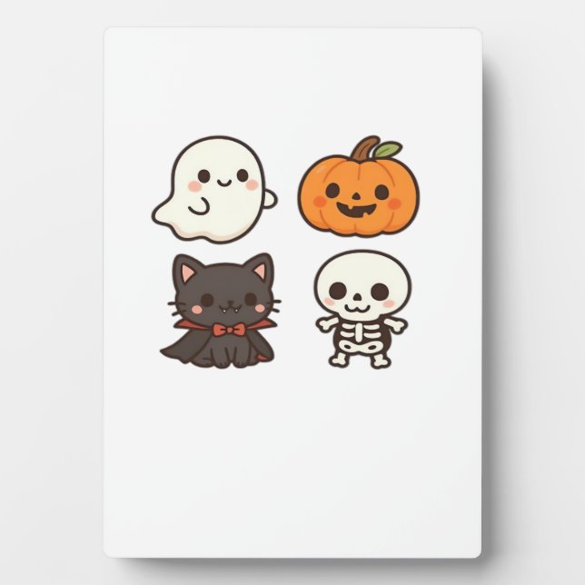 Halloween Charaktere � Geist, Kürbis, schwarze Kat Fotoplatte (Vorderseite)