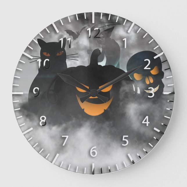 Halloween-Charaktere und Ikonen-runde Wanduhr (Vorderseite)