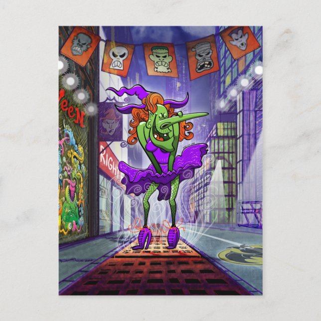 Halloween Charming Hexe Postkarte (Vorderseite)
