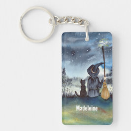 Halloween Chat noir et la Sorcière étoile nuit