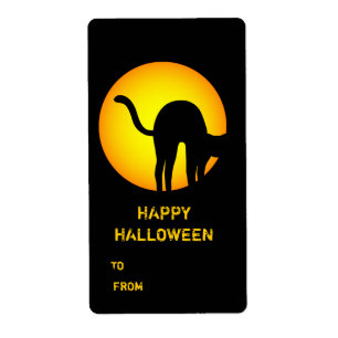 Halloween Chat noir Happy Halloween Étiquette cade