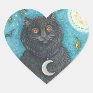 HALLOWEEN CHAT NOIR STICKERS SHEET Coeur