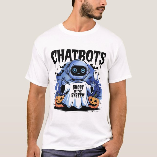 🤖 Halloween Chatbot AI Funny Ghost in 👻 🎃 T-Shirt (Vorderseite)