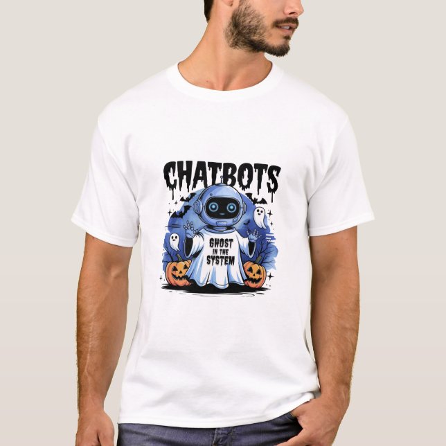 🤖 Halloween Chatbot AI Funny Ghost in 👻 🎃 T-Shirt (Vorderseite)
