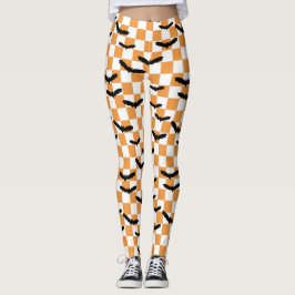 Halloween Checkerboard Spooky Fledermäuse Moderner Leggings