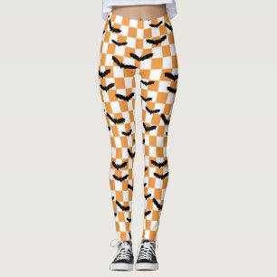 Halloween Checkerboard Spooky Fledermäuse Moderner Leggings