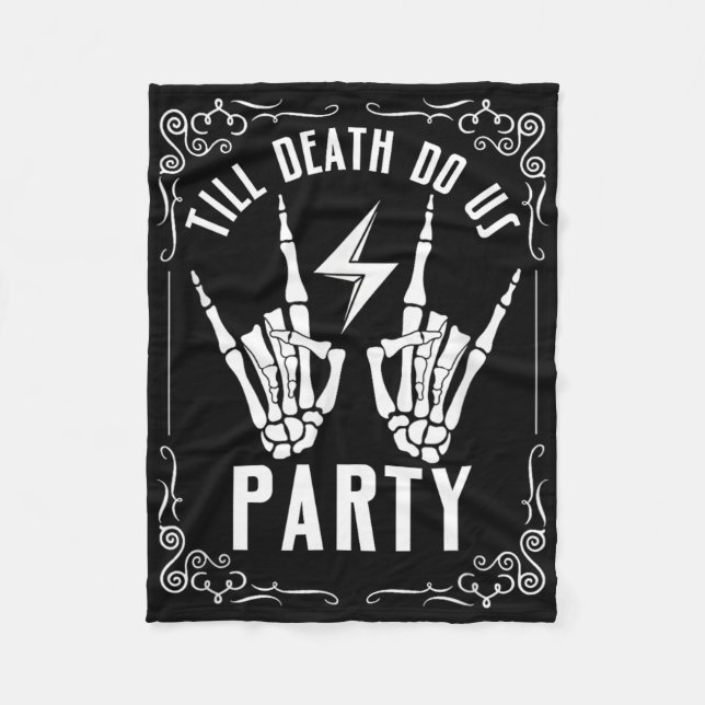 Halloween Chelorette Till Death Do Us Party Skelet Fleecedecke (Vorderseite)
