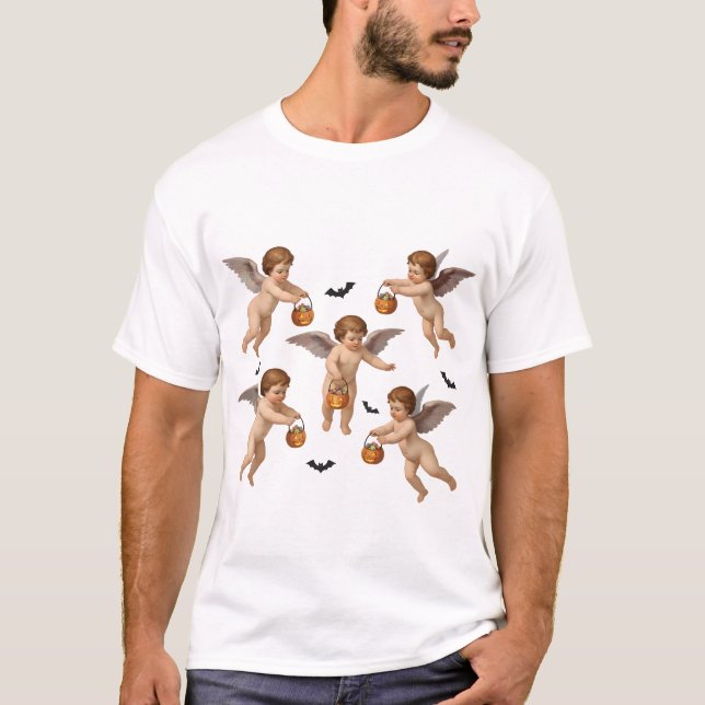 Halloween Cherubs | Funny Angel Parody mit Pumpki T-Shirt (Vorderseite)