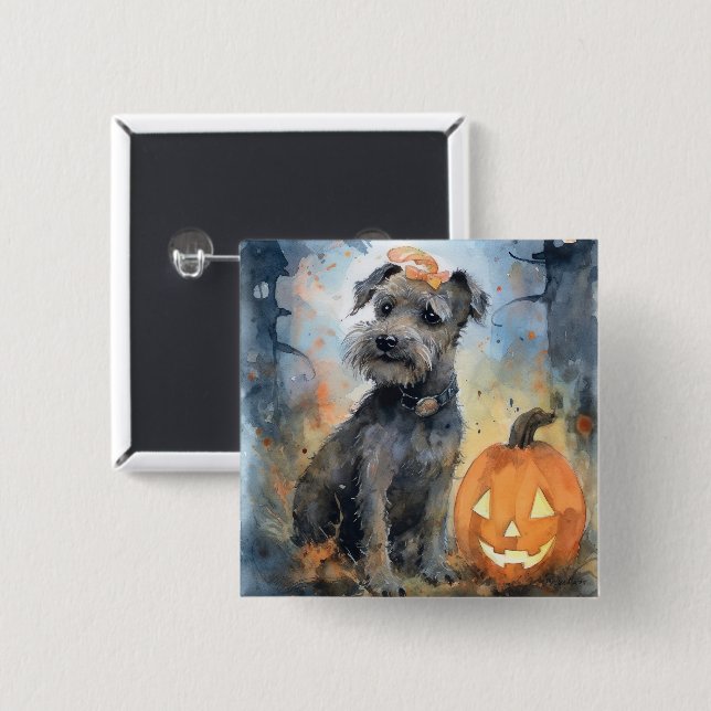 Halloween Chesapeake Bay Terrier mit Pumpkins Button (Vorne & Hinten)