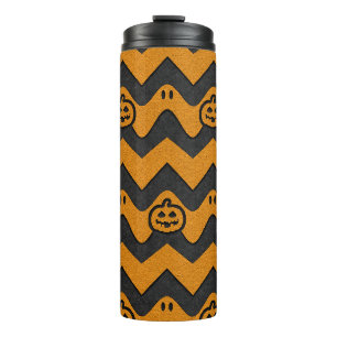 Halloween-Chevron-Muster mit Geistern und Kürbisse Thermosbecher