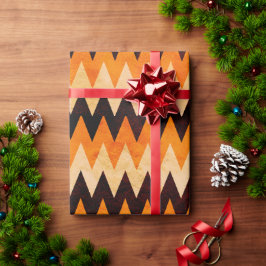 Halloween-Chevron-Zickzack-Muster – Orange & Schwa Geschenkpapier