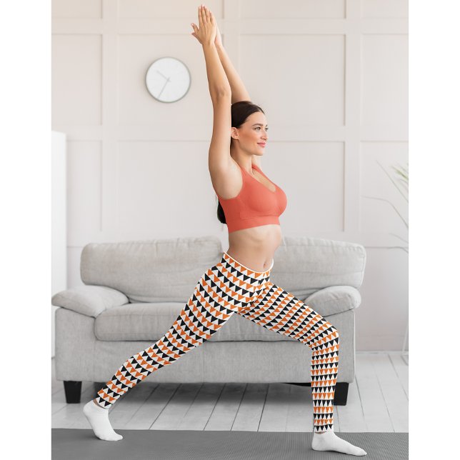Halloween Chic Orange Black Patume Kostüm Leggings (Halloween Chic Orange White Black Pattern Costume Leggings)