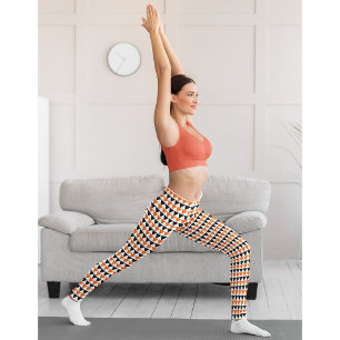 Halloween Chic Orange Weiß Schwarz Muster Kostüm Leggings