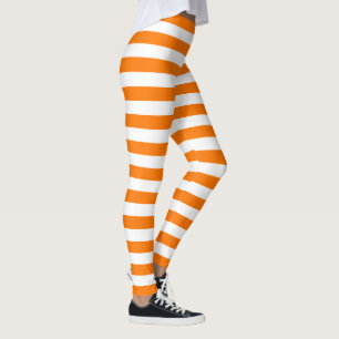 Halloween Chic Orange White Stripes Hexenkostüm Leggings