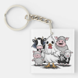 Halloween Chicken #13 Digitale Kunst Schlüsselanhänger