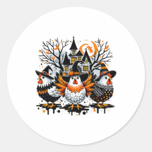 Halloween Chickens Bauer Chicken Girl Runder Aufkleber