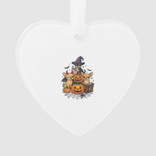 Halloween Chihuahua Hunde Kürbisse Hexenhut Zauber Ornament