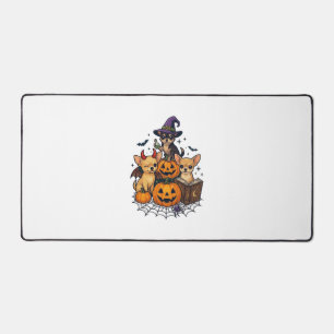 Halloween Chihuahua Hunde Kürbisse Hexenhut Zauber Schreibtischunterlage
