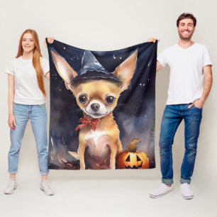 Halloween chihuahua mit Pumpkins Beängstigend Fleecedecke