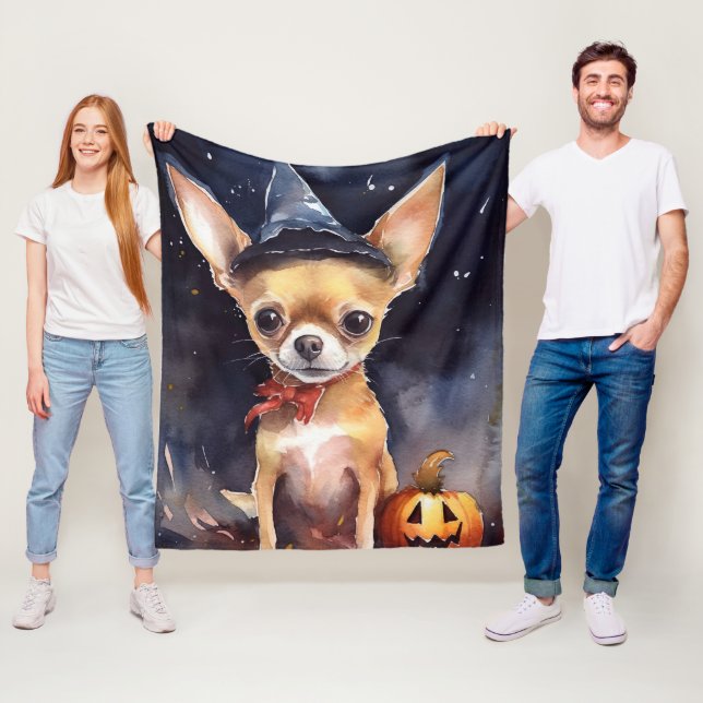 Halloween chihuahua mit Pumpkins Beängstigend Fleecedecke (Beispiel)