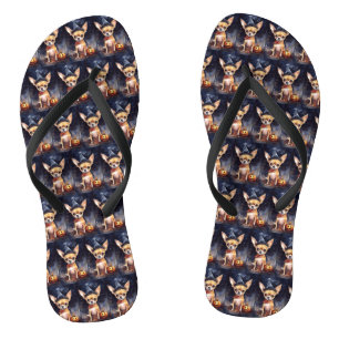 Halloween chihuahua mit Pumpkins Beängstigend Flip Flops