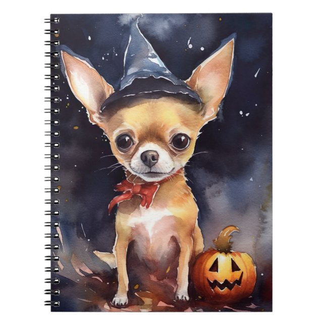 Halloween chihuahua mit Pumpkins Beängstigend Notizblock (Vorderseite)