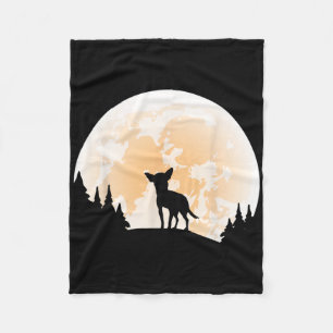 Halloween Chihuahua Moon Dogs Lover Funny Hallowee Fleecedecke