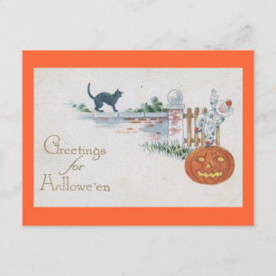 Halloween Child Clown Pumpkin Vintag Postkarte