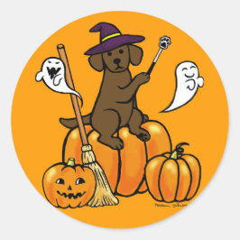 Halloween Chocolate Labrador Cartoon 2 Runder Aufkleber